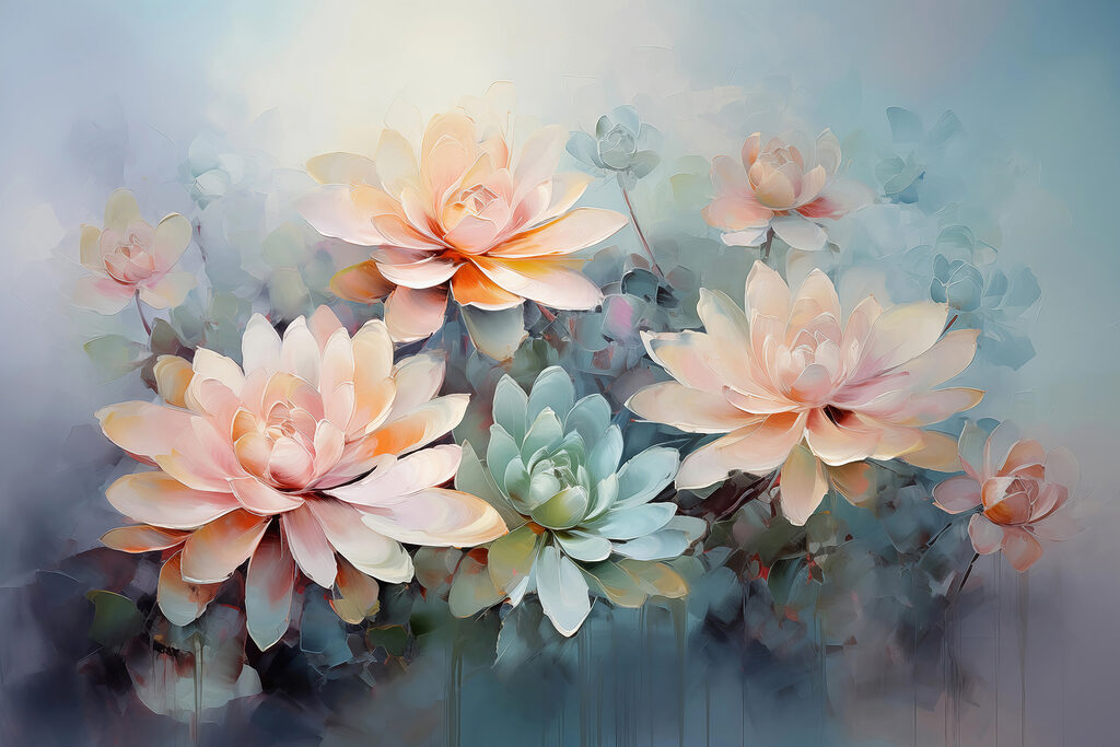 Gruppe von Blumen auf blauem Hintergrund Gruppe von Blumen auf blauem Hintergrund