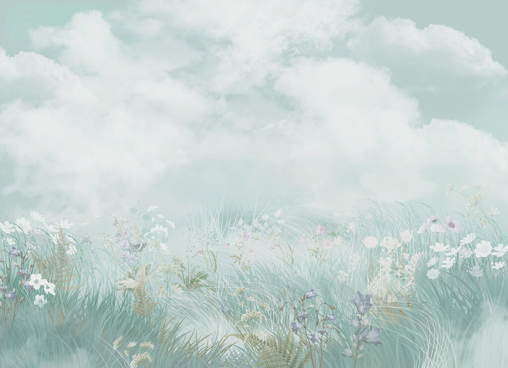 Feld mit Gras und Blumen Feld mit Gras und Blumen