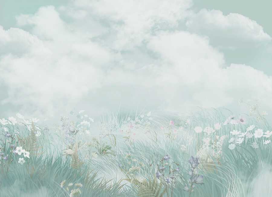 Feld mit Gras und Blumen Feld mit Gras und Blumen