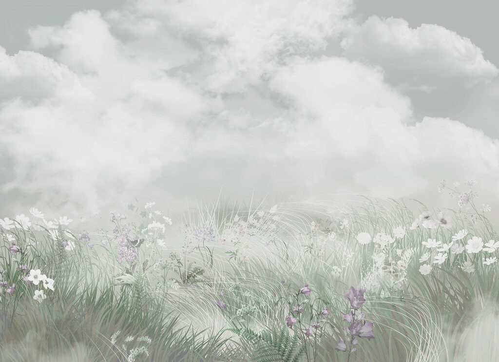 Feld mit Gras und Blumen Feld mit Gras und Blumen