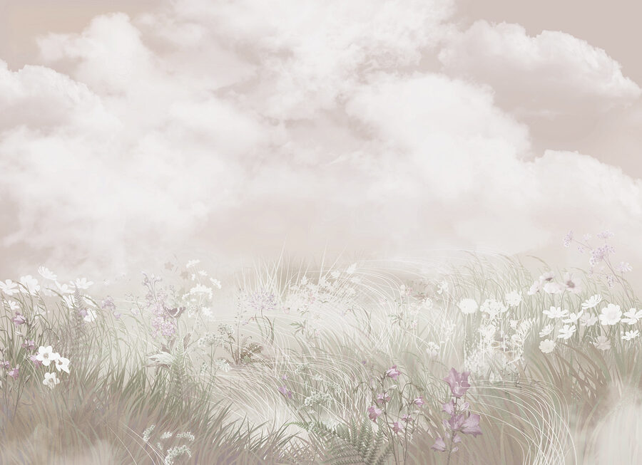 Feld mit Gras und Blumen