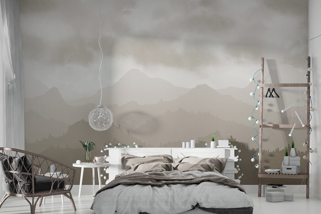 Foggy mountain range