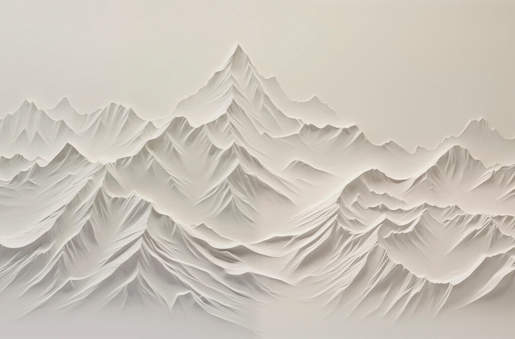 White mountain range with snow