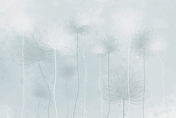 Weiße Blumen auf einem hellblauen Hintergrund Weiße Blumen auf einem hellblauen Hintergrund