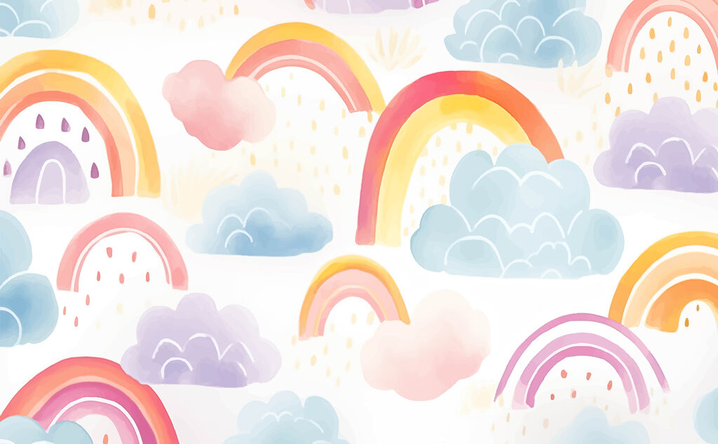 Muster von Regenbögen und Wolken Muster von Regenbögen und Wolken