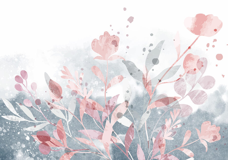 Rosa und graues Blumendesign