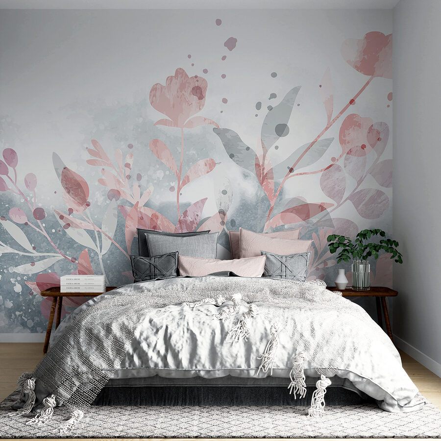 Rosa und graues Blumendesign