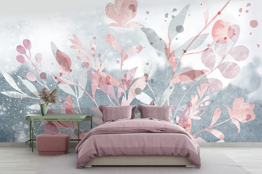 Rosa und graues Blumendesign