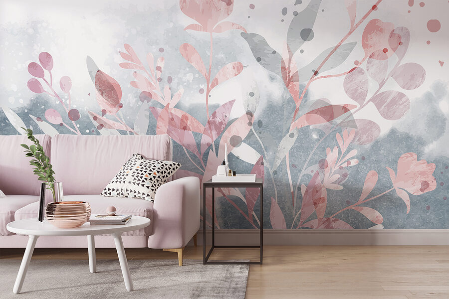 Rosa und graues Blumendesign