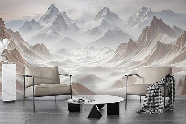 Snowy mountains with clouds