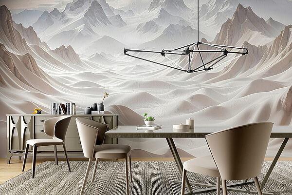 Snowy mountains with clouds