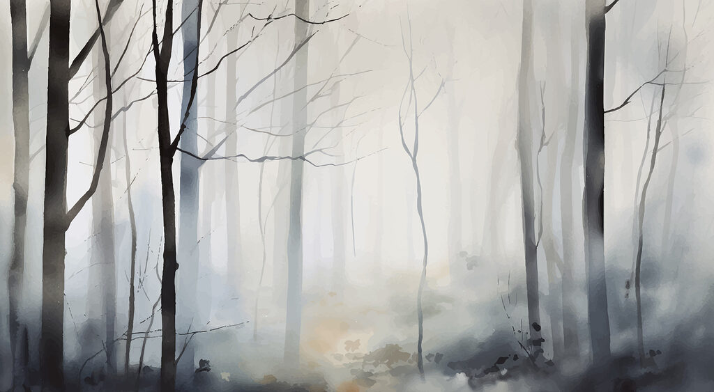 Nebliger Wald mit Bäumen Nebliger Wald mit Bäumen