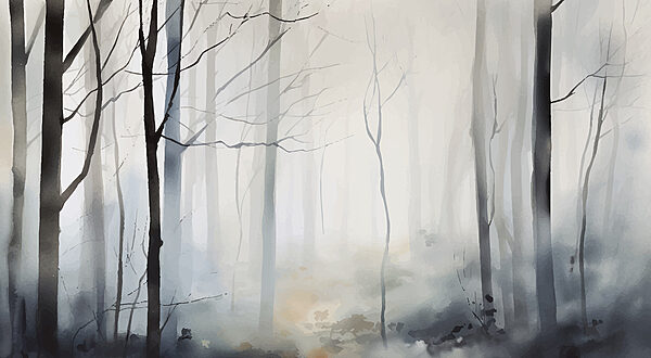 Nebliger Wald mit Bäumen Nebliger Wald mit Bäumen