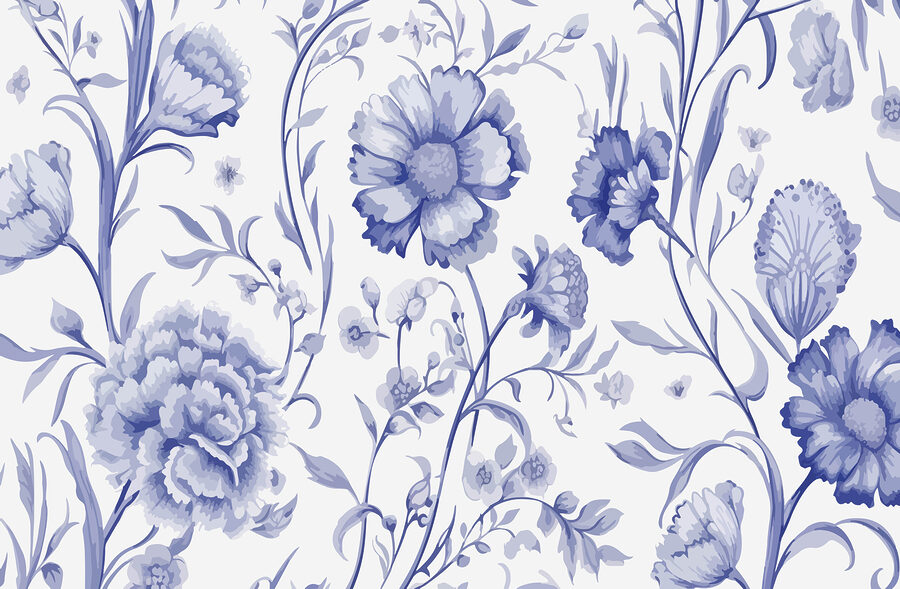 Blaues und weißes Blumenmuster Blaues und weißes Blumenmuster