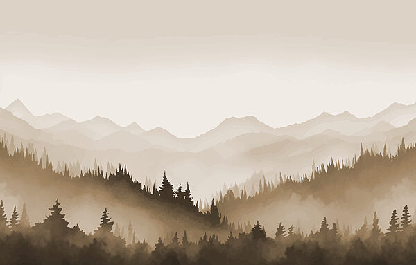 Landschaft mit Bäumen und Bergen Landschaft mit Bäumen und Bergen