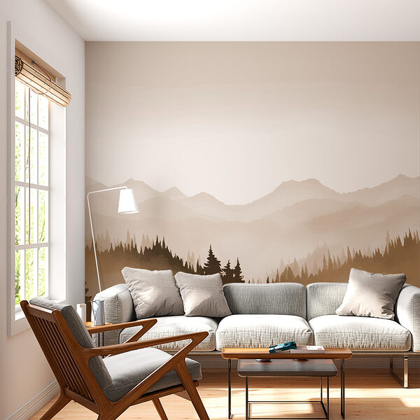 Landschaft mit Bäumen und Bergen Landschaft mit Bäumen und Bergen