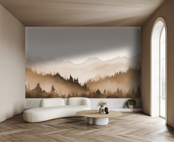 Landschaft mit Bäumen und Bergen Landschaft mit Bäumen und Bergen