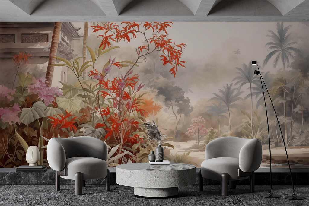 Painting of a river and trees