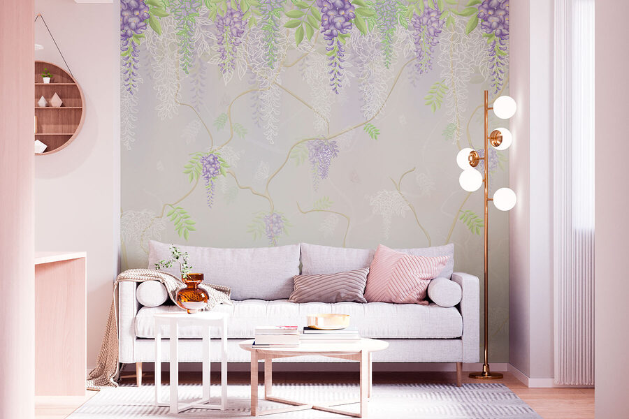 Tapete mit lila Blumen