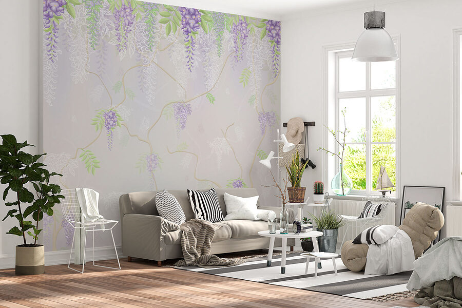 Tapete mit lila Blumen