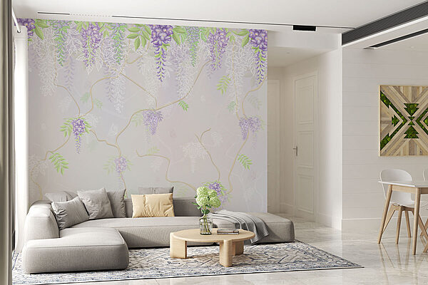 Tapete mit lila Blumen Tapete mit lila Blumen