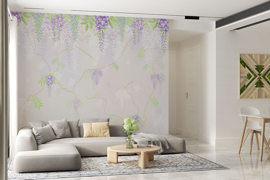 Tapete mit lila Blumen