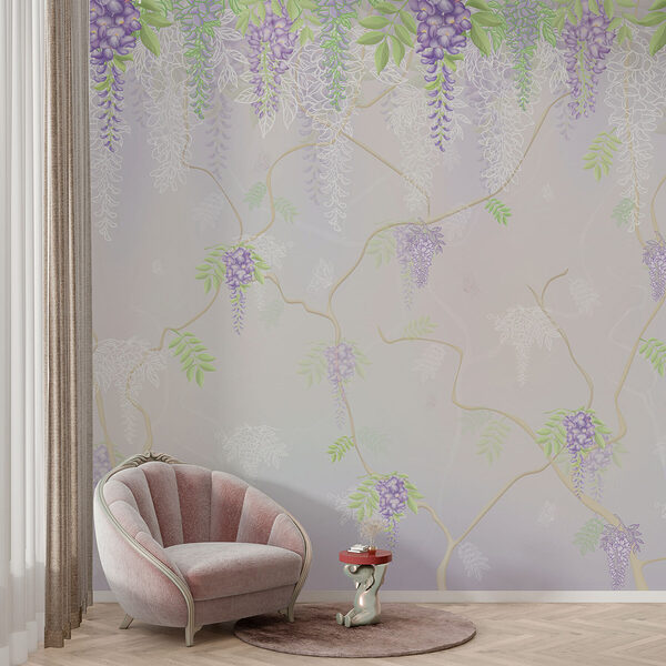 Tapete mit lila Blumen Tapete mit lila Blumen