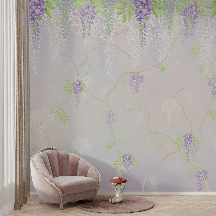 Tapete mit lila Blumen