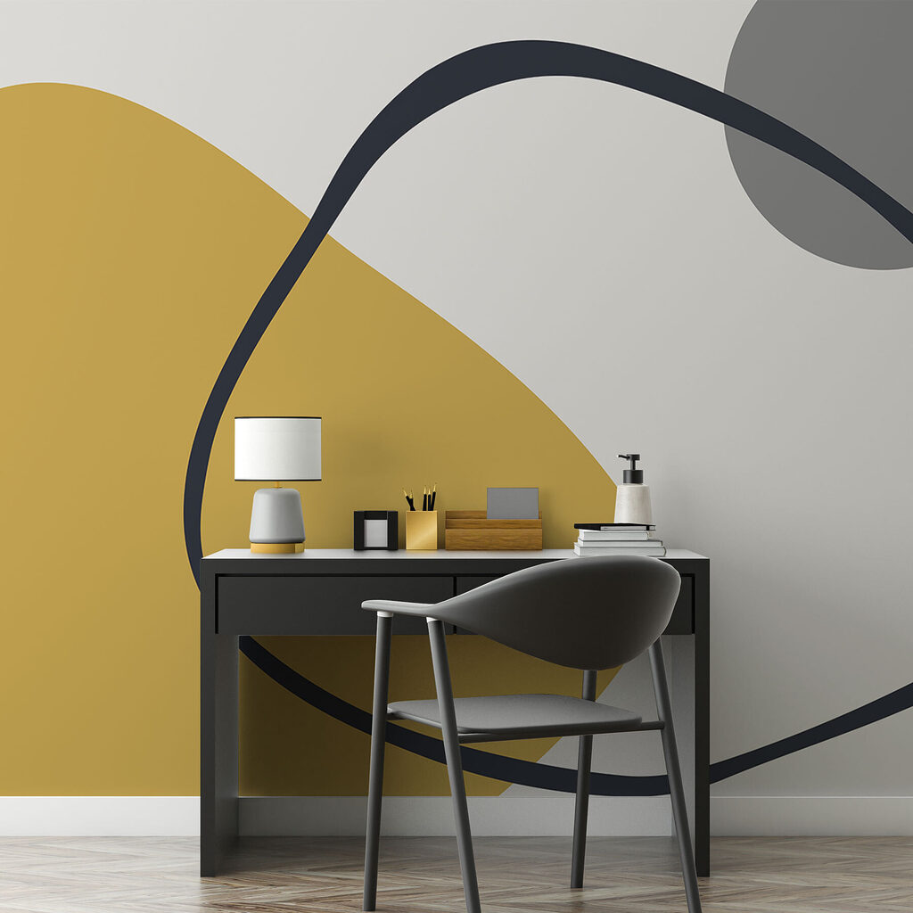 Yellow and grey and black shapes