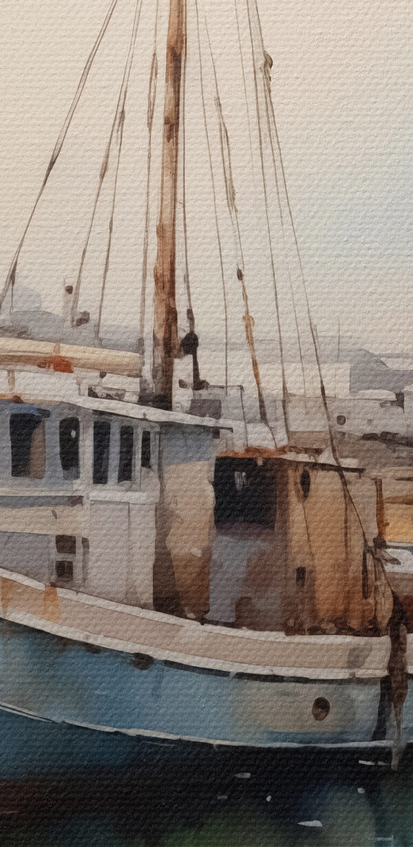 Aquarell eines Bootes auf dem Wasser Aquarell eines Bootes auf dem Wasser