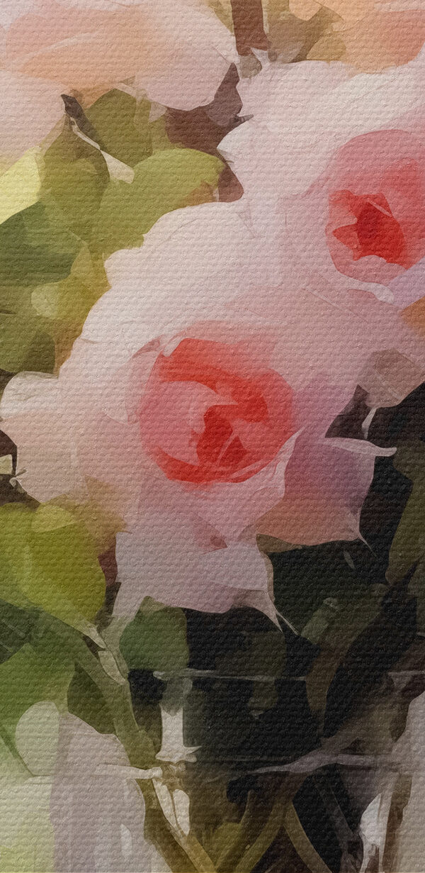 Blumenstrauß aus rosa Rosen in einer Glasvase Blumenstrauß aus rosa Rosen in einer Glasvase
