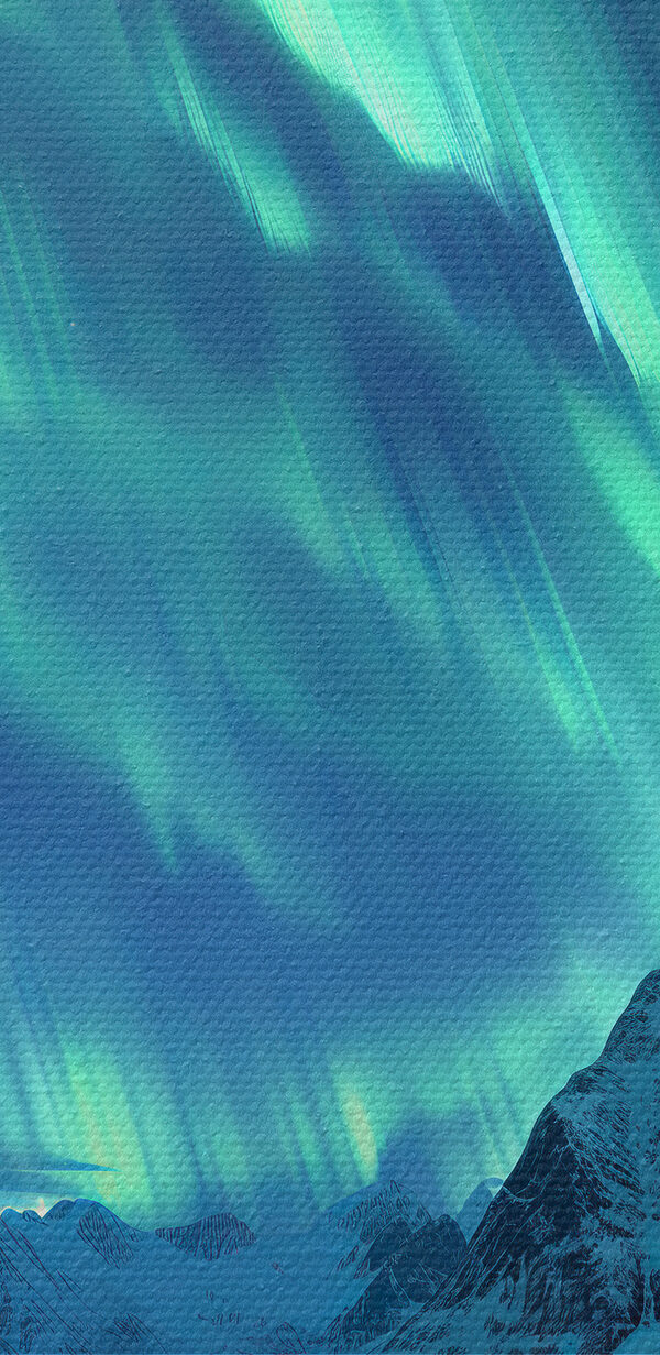 Aurora borealis über einem verschneiten Berg Aurora borealis über einem verschneiten Berg