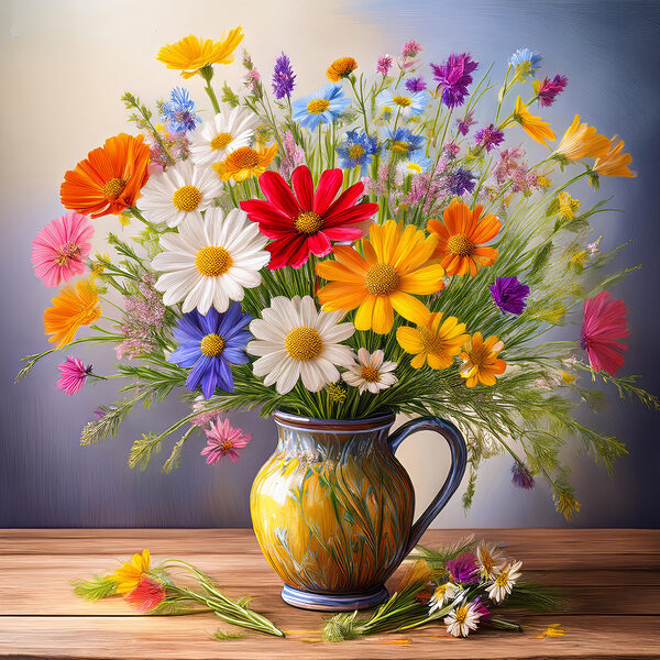 Bunte Blumen in einer Vase Bunte Blumen in einer Vase