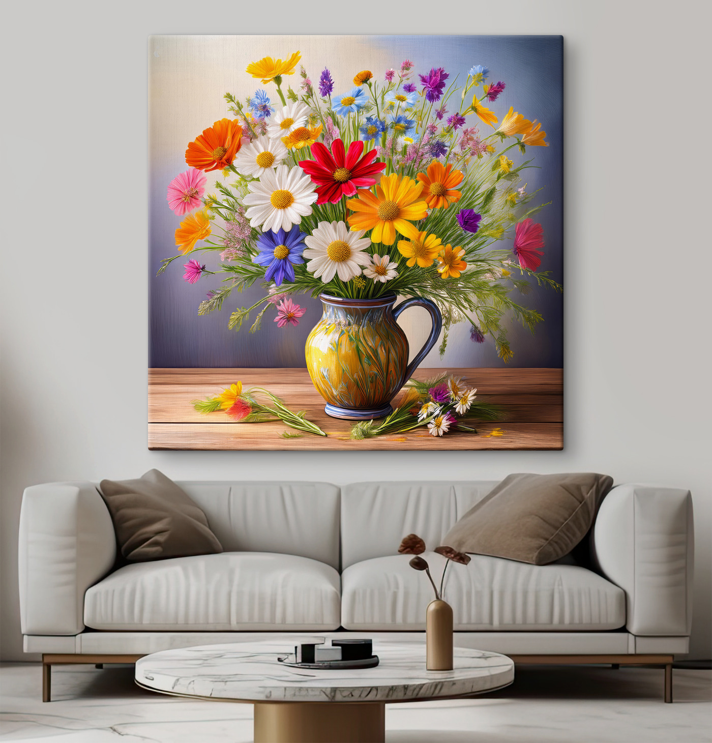 Colorful flowers in a vase