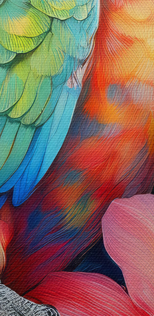 Colorful parrot on a floral background Colorful parrot on a floral background