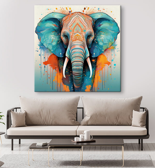 Ein Elefant mit bunten Farbspritzern Ein Elefant mit bunten Farbspritzern