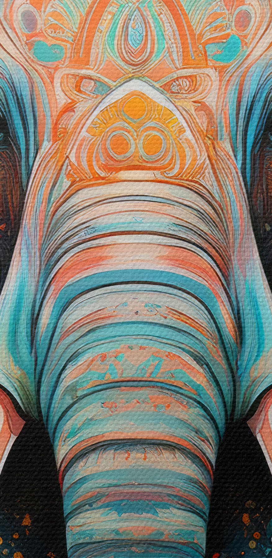 Ein Elefant mit bunten Farbspritzern