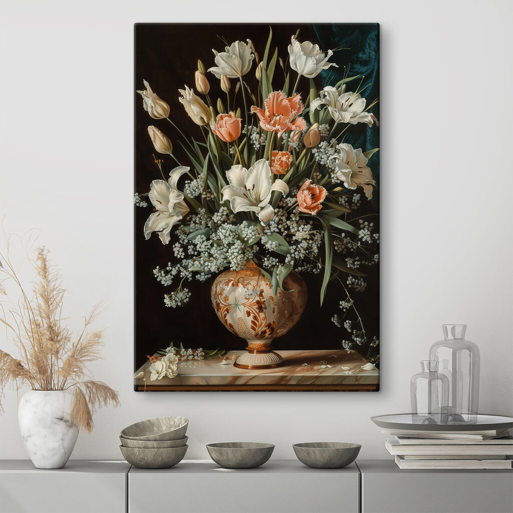Painting of flowers in a vase Painting of flowers in a vase