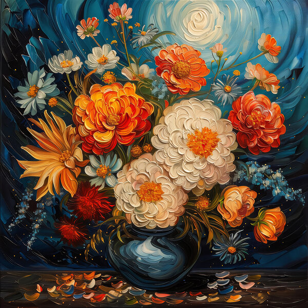 Gemälde von Blumen in einer Vase Gemälde von Blumen in einer Vase