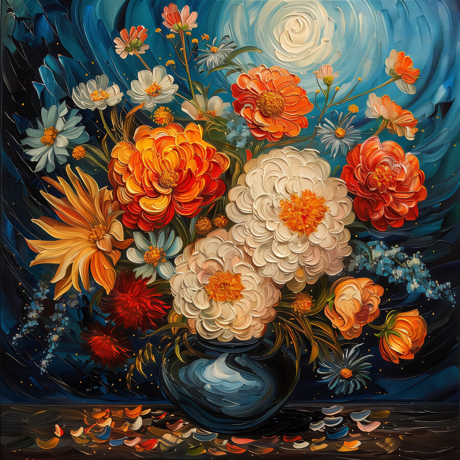 Gemälde von Blumen in einer Vase Gemälde von Blumen in einer Vase