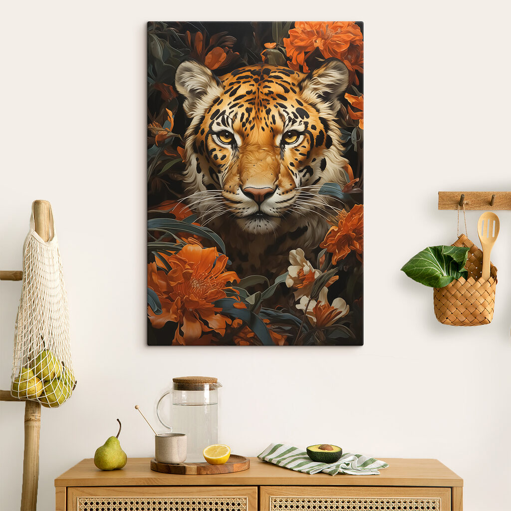 Tiger amidst vibrant blossoms