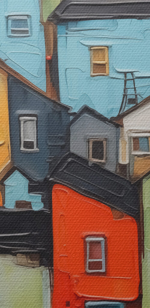 Painting of a city Painting of a city