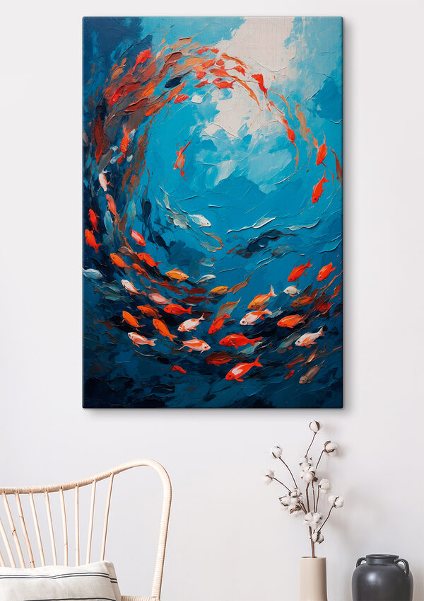 Gemälde eines im Wasser schwimmenden Fisches Gemälde eines im Wasser schwimmenden Fisches