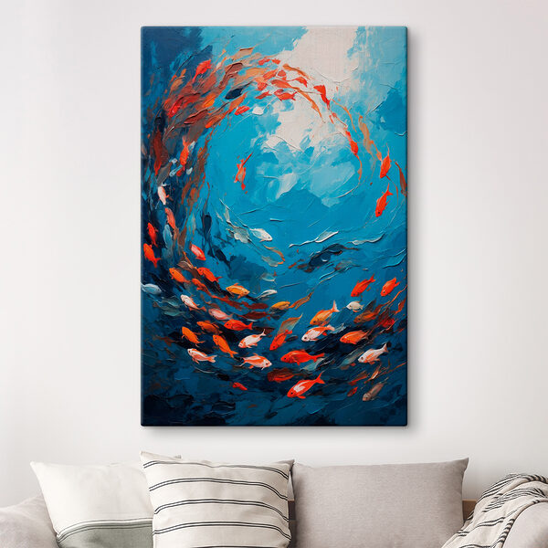 Gemälde eines im Wasser schwimmenden Fisches Gemälde eines im Wasser schwimmenden Fisches