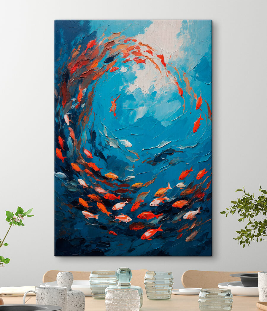 Gemälde eines im Wasser schwimmenden Fisches