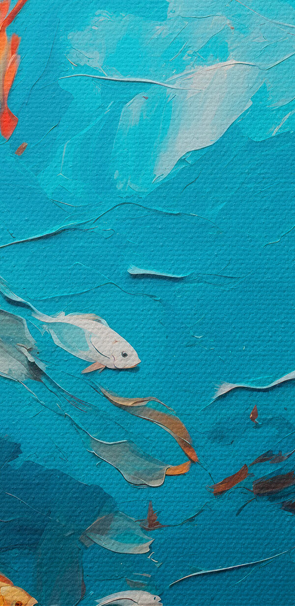 Gemälde eines im Wasser schwimmenden Fisches Gemälde eines im Wasser schwimmenden Fisches
