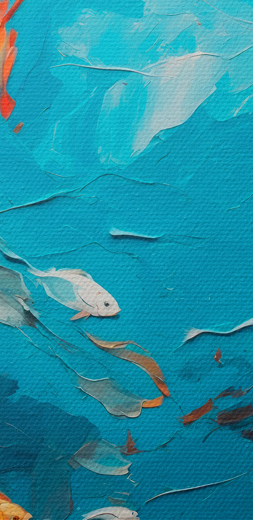 Gemälde eines im Wasser schwimmenden Fisches