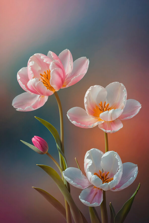 Gruppe von rosa und weißen Blumen Gruppe von rosa und weißen Blumen