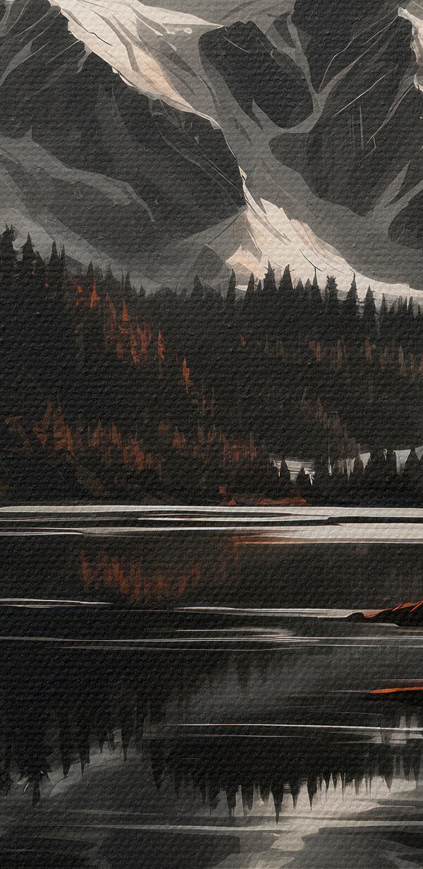 See mit Bäumen und Bergen im Hintergrund See mit Bäumen und Bergen im Hintergrund