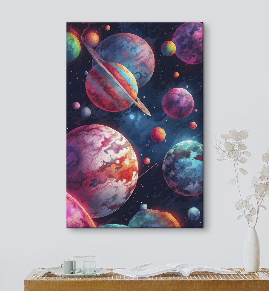 Bunte Planeten im Weltraum